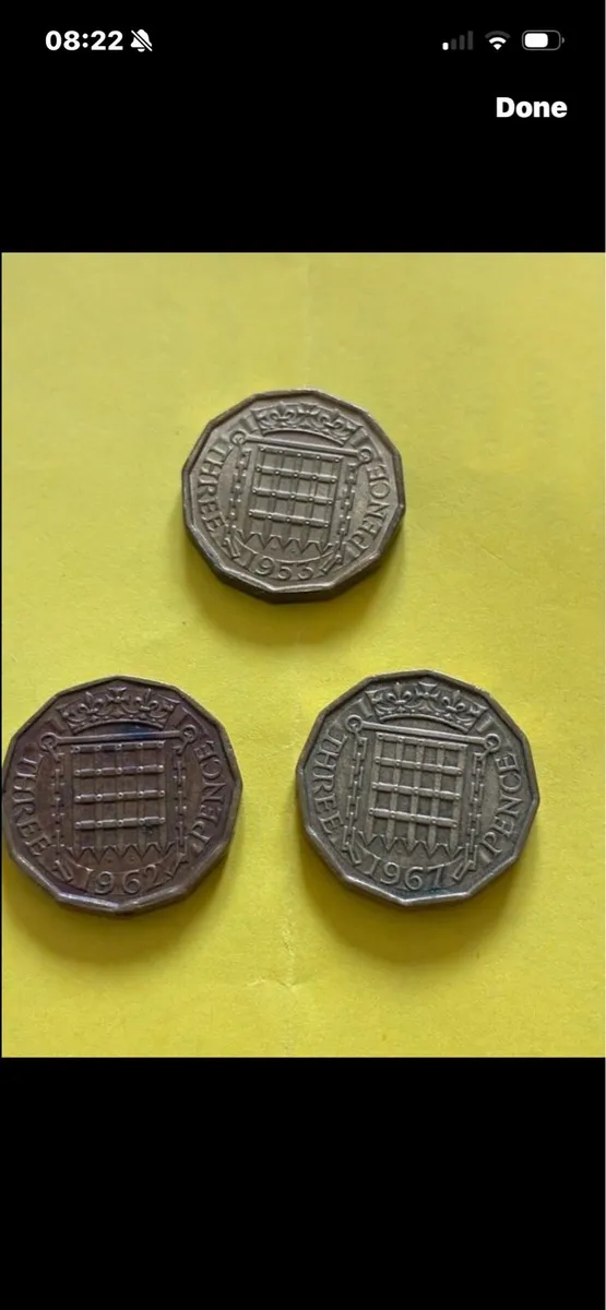 UK Three Pence Coins 1953/62/67 - Image 1