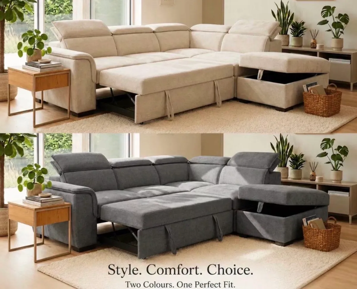 New Grey Prague Corner Sofabed FREE DELIVERY - Image 1