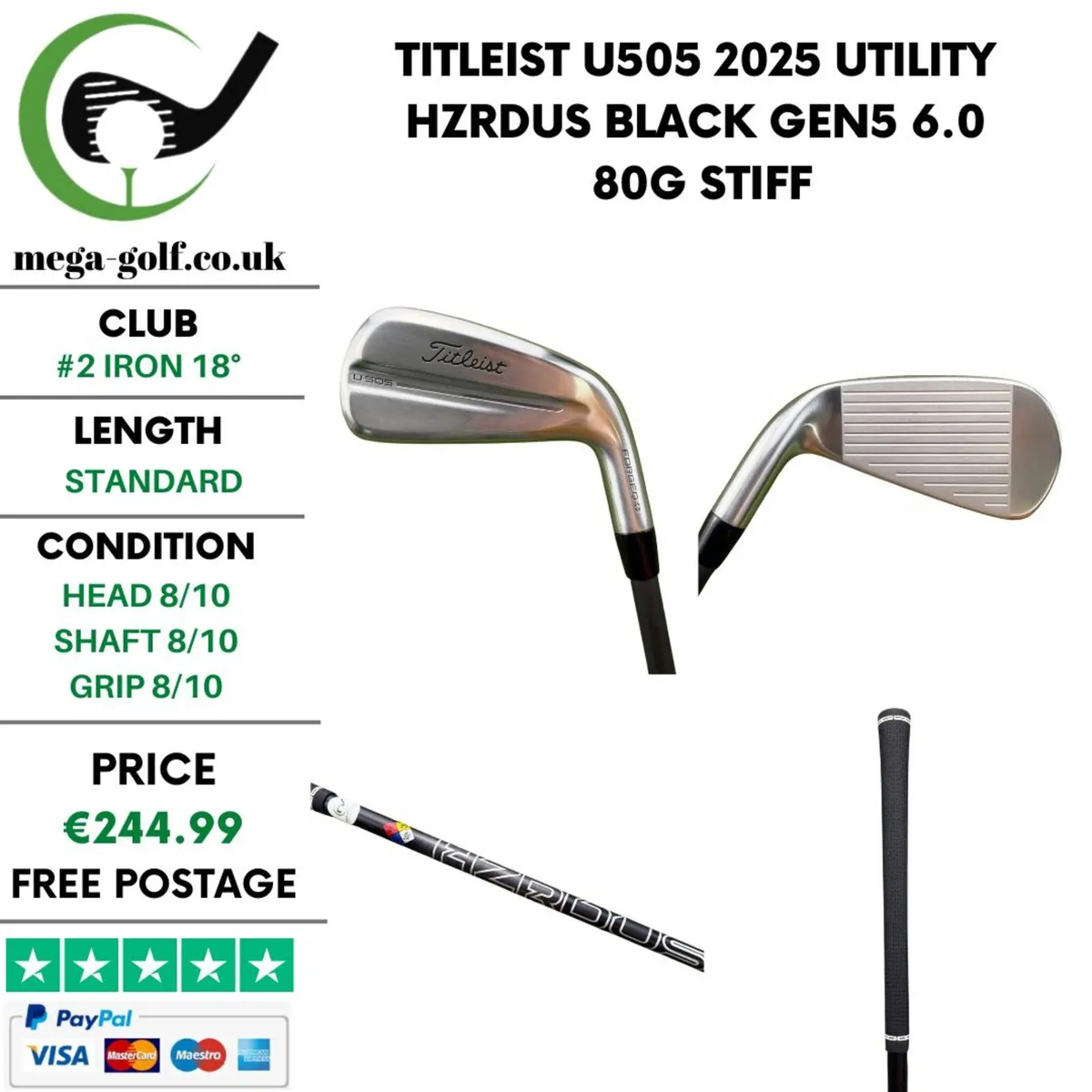 Titleist U505 2025 Utility #2 Iron 18° / Stiff - Image 1