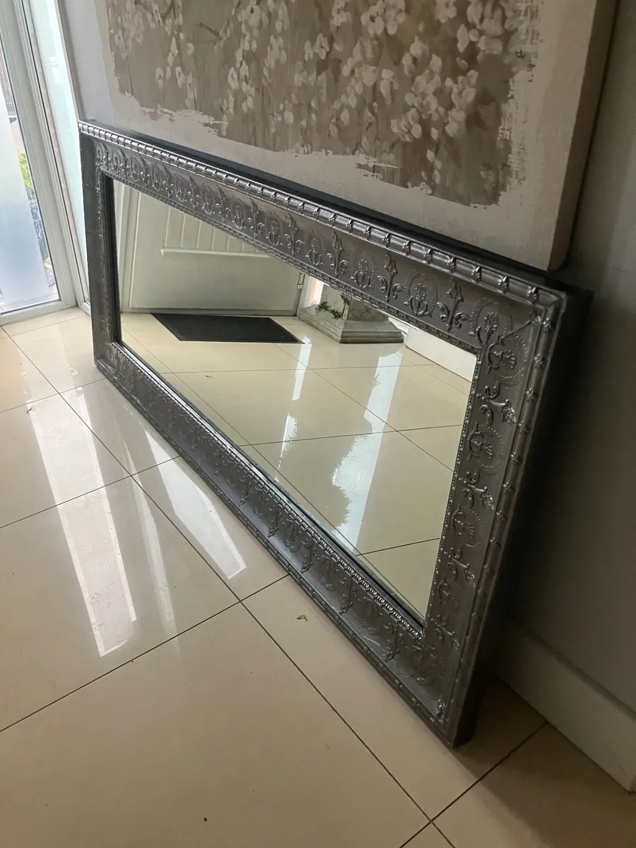 Large Gunmetal Decorative Mirror - Image 1