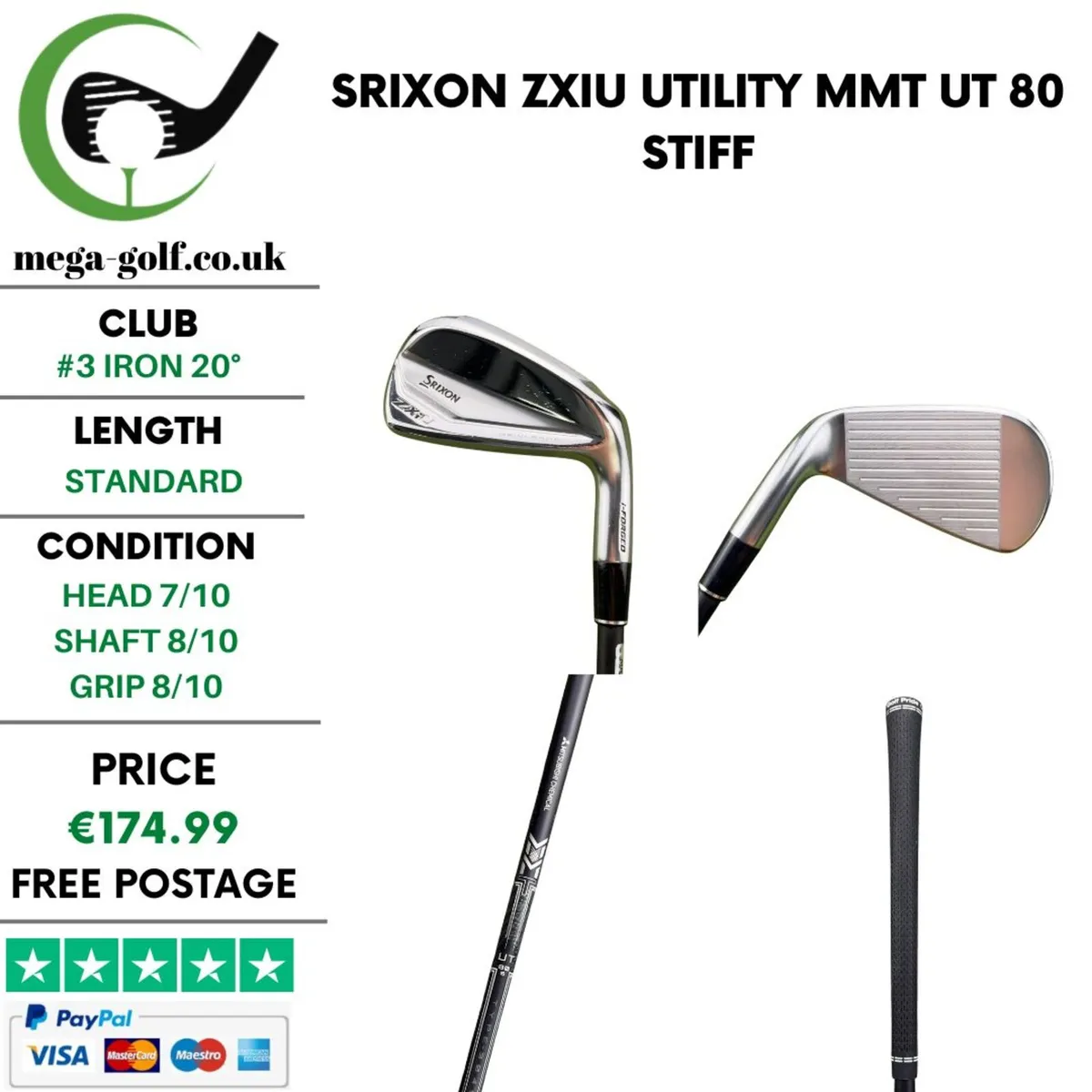 Srixon ZXiU Utility #3 Iron 20° / MMT UT 80 Stiff - Image 1