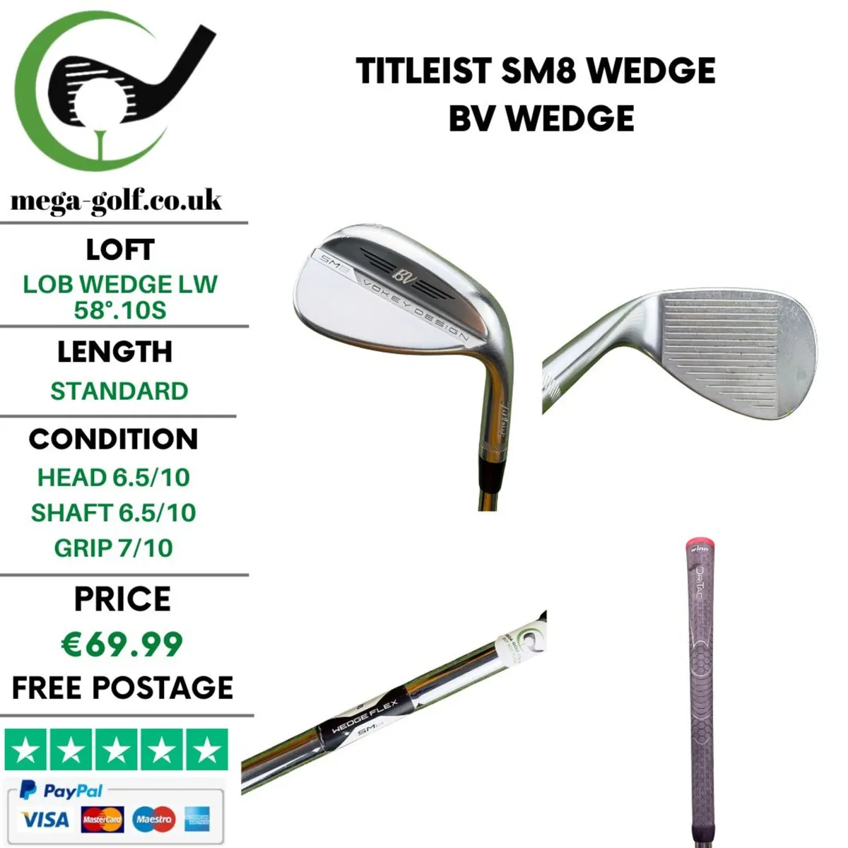 Titleist SM8 Wedge Lw 58°.10S / Bv Wedge - Image 1