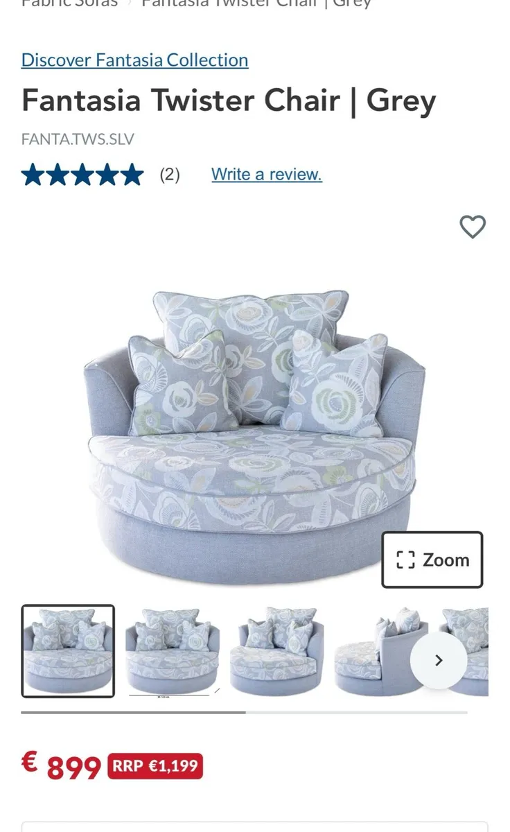 Grey Harvey Norman sofa+swivel chair - Image 3