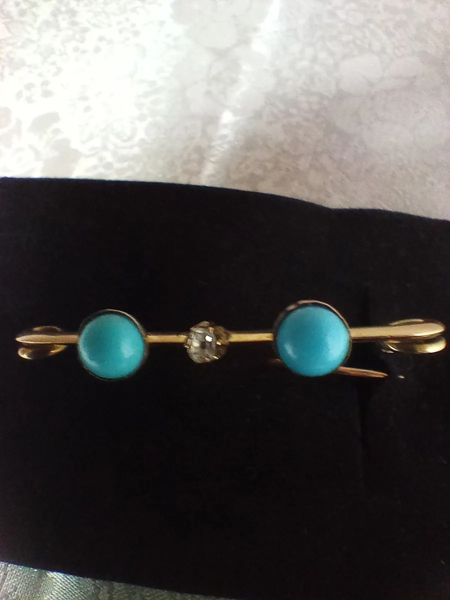 Gold, diamond and turquoise brooch ,lapel pin - Image 2