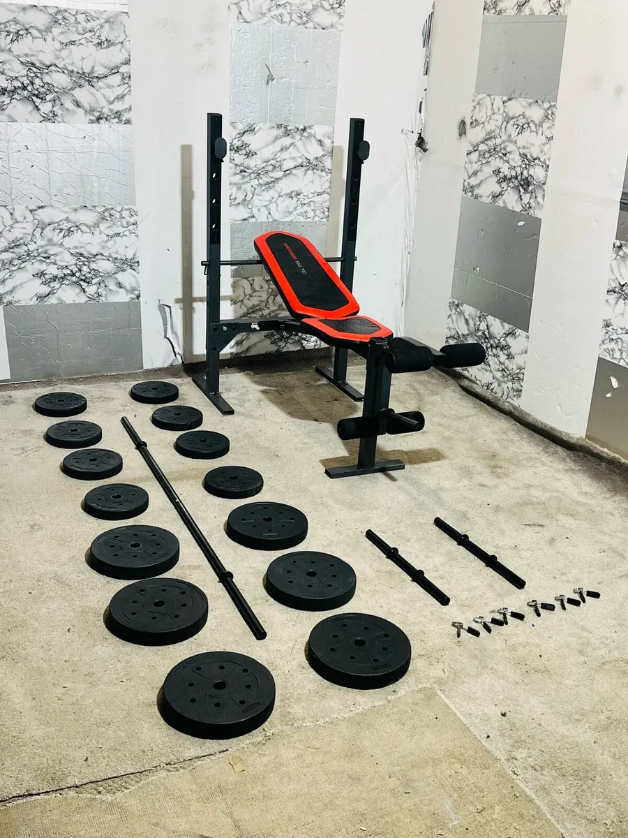 STURDY WEIGHT BENCH WEIGHTS BARBELL DUMBBELLS - Image 1