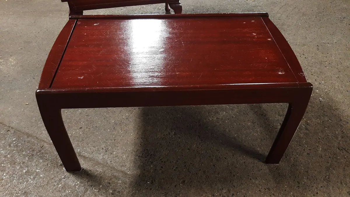Wood glass cabinet with lights , coffee table - Image 4