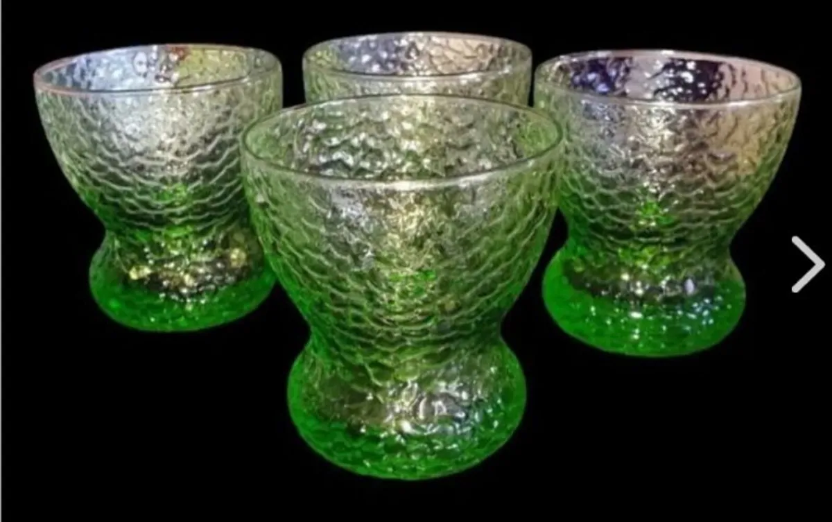 Vintage Harrods Green Textured Glass Bowls/Glasses - Image 1