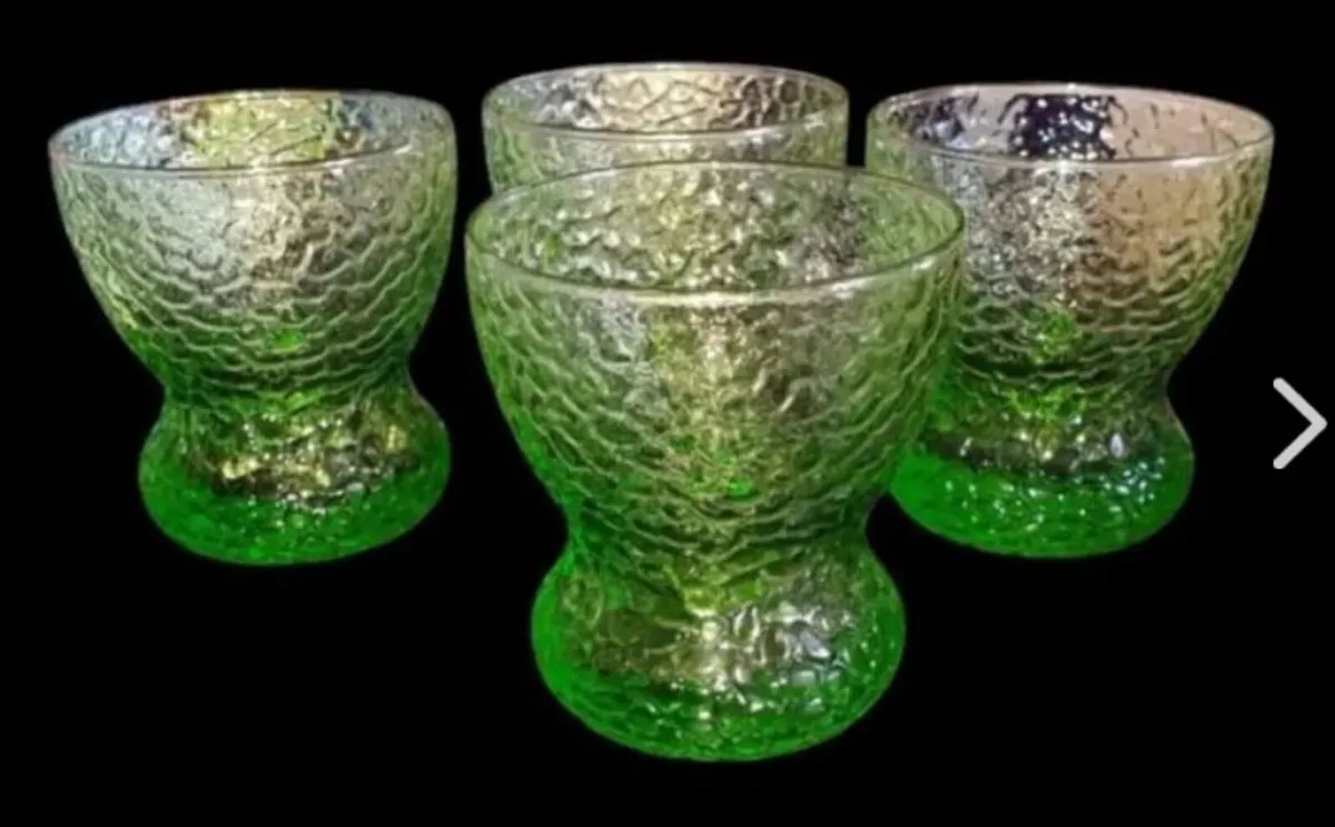 Vintage Harrods Green Textured Glass Bowls/Glasses - Image 2