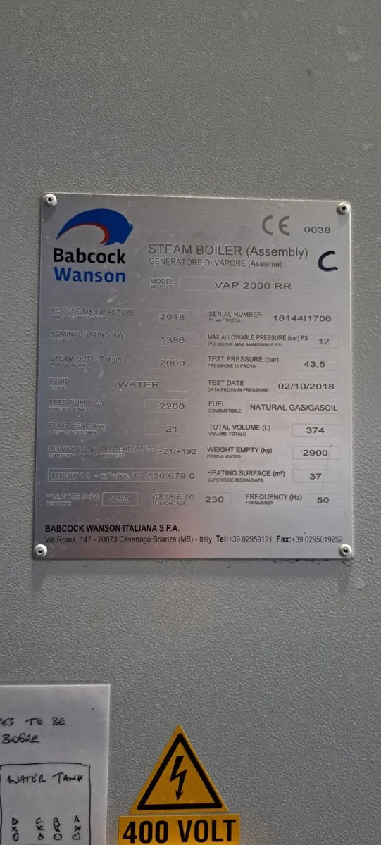 Babcock Wanson Steam Generator - Image 1