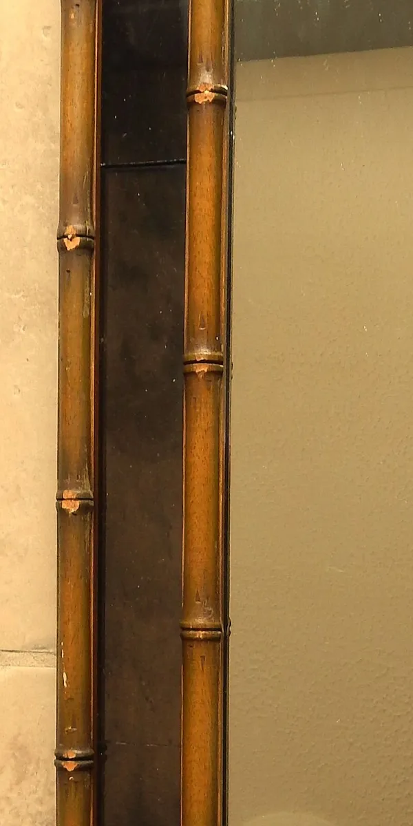 Vintage Faux Bamboo Wood Framed Wall Mirror - Image 3