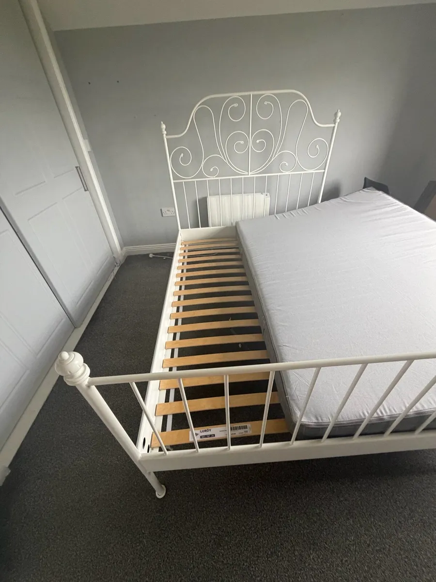 4ft 6 Double Metal bed and Mattress - Image 3