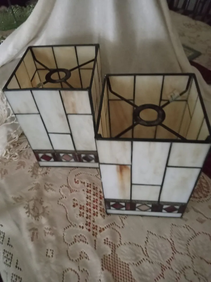 Matching pair leaded glass Light / lamp shades - Image 2