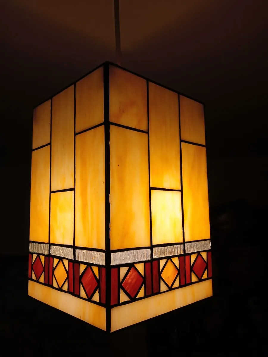 Matching pair leaded glass Light / lamp shades - Image 1