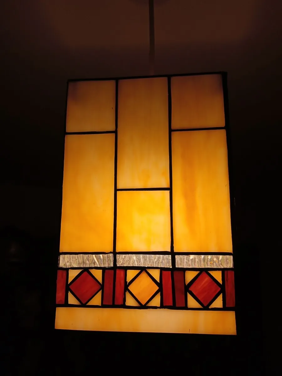 Matching pair leaded glass Light / lamp shades - Image 3