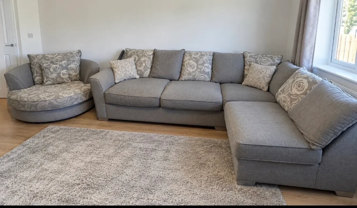Grey Harvey Norman sofa+swivel chair - Image 1
