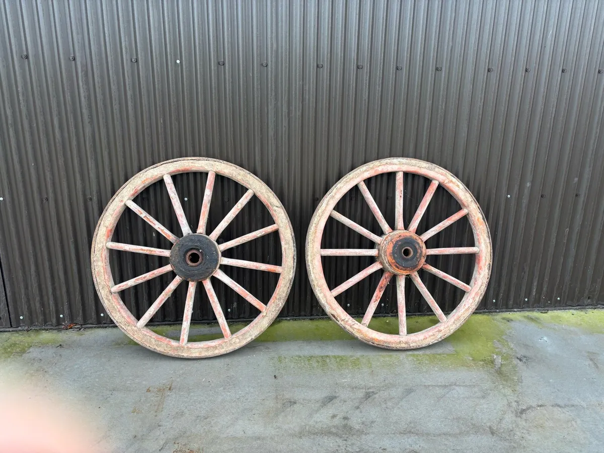 Antique cart wheels - Image 1