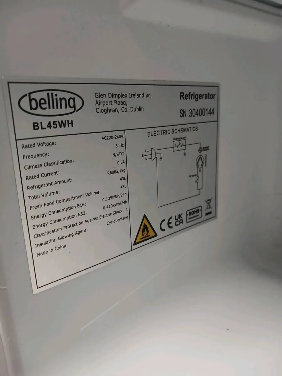 Belling bedroom kitchen mini fridge - Image 2