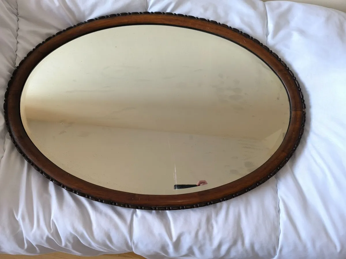 Antique Chest of Drawers & Matching Oval Mirror - - Image 4