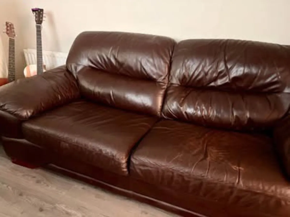 Leather sofa and Armchair - Image 1