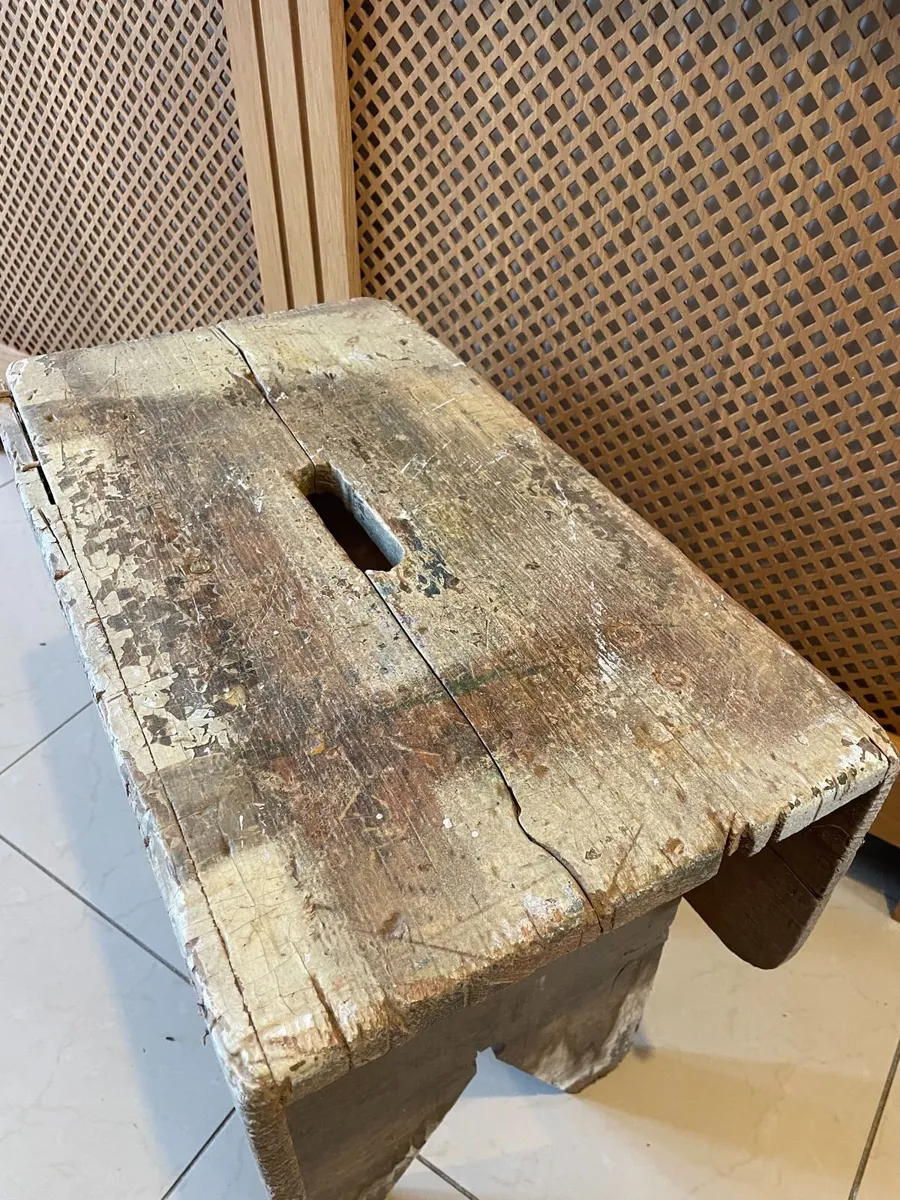 Vintage Kilrane Technical School, Pine stool - Image 4