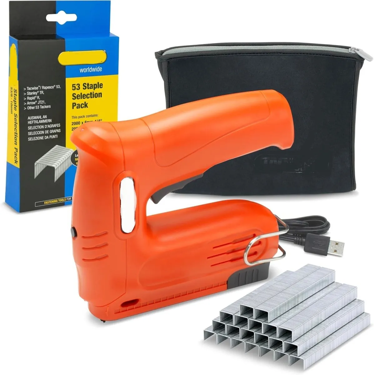4V Cordless Staple Gun with Nails and Staples - Image 1