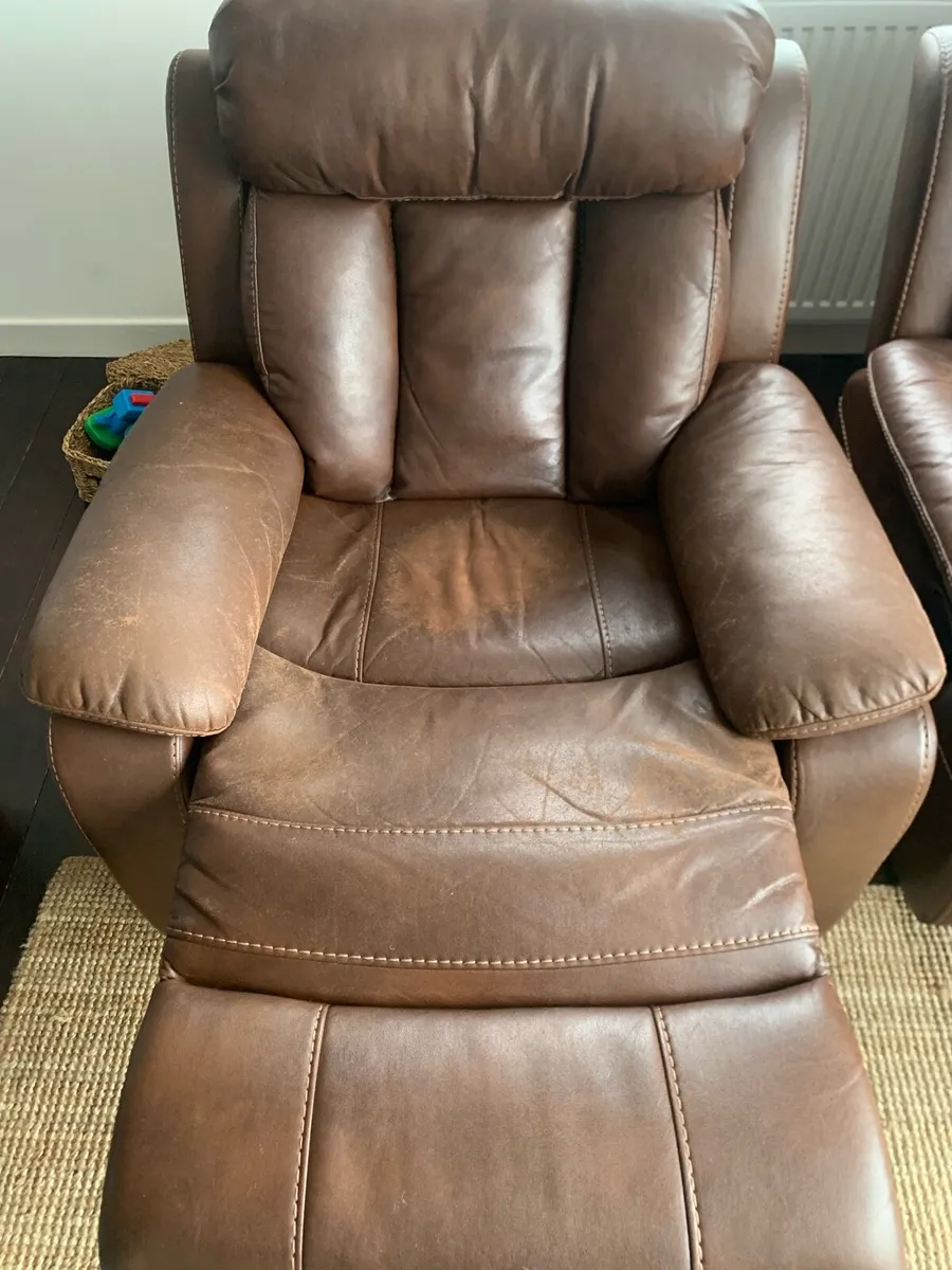 Brown Faux Leather Recliner Chairs - Image 4