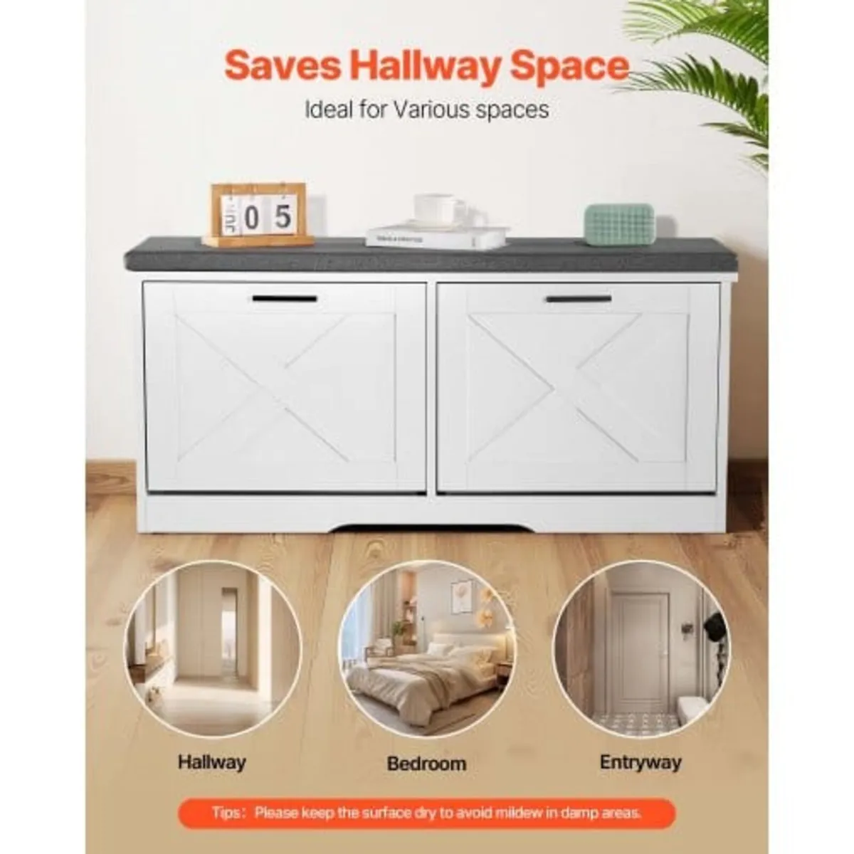 Entryway Shoe Storage Bench 100cm Wide 2-Tier Shoe - Image 3