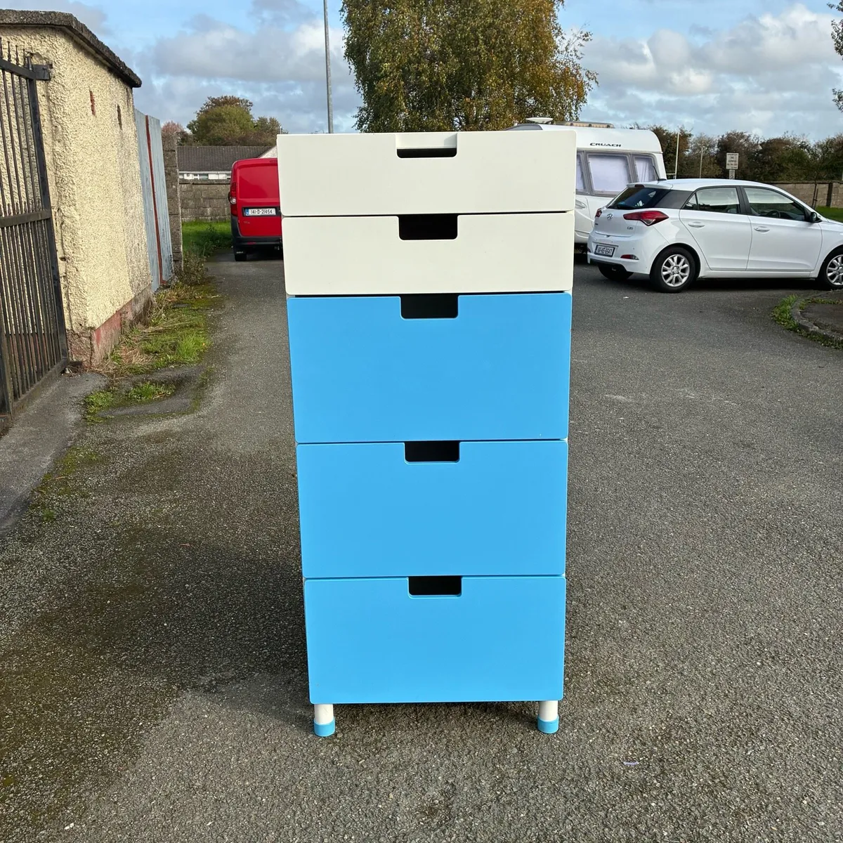 Tall blue & White Chest of Drawers - Image 1