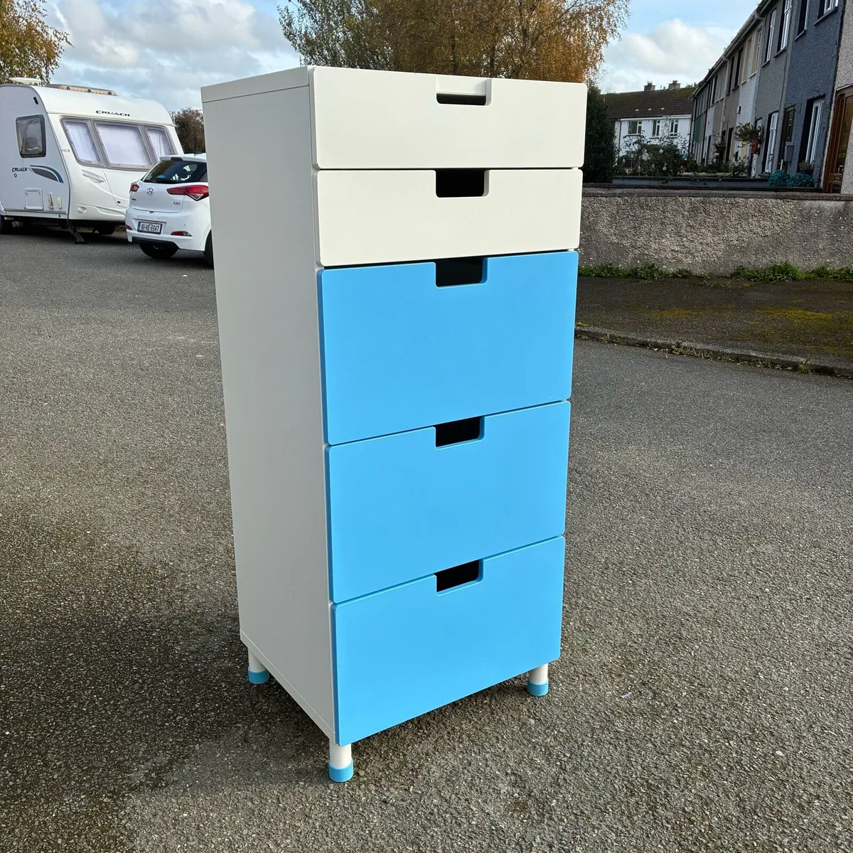 Tall blue & White Chest of Drawers - Image 3
