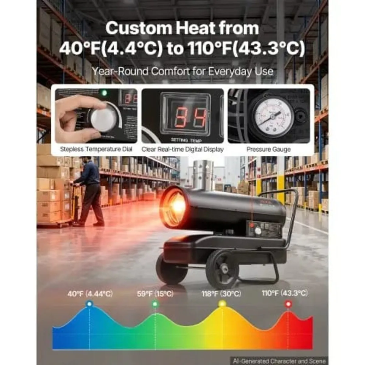 Forced Air Kerosene Heater, 20 kW Output Diesel To - Image 2