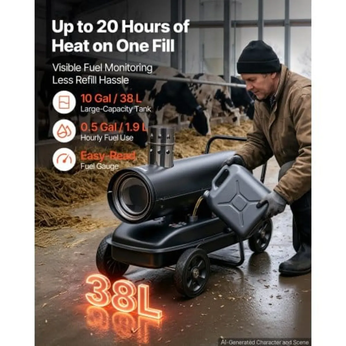 Forced Air Kerosene Heater, 20 kW Output Diesel To - Image 3