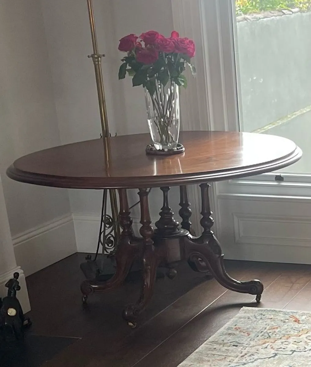 antique dining table and chairs - Image 4
