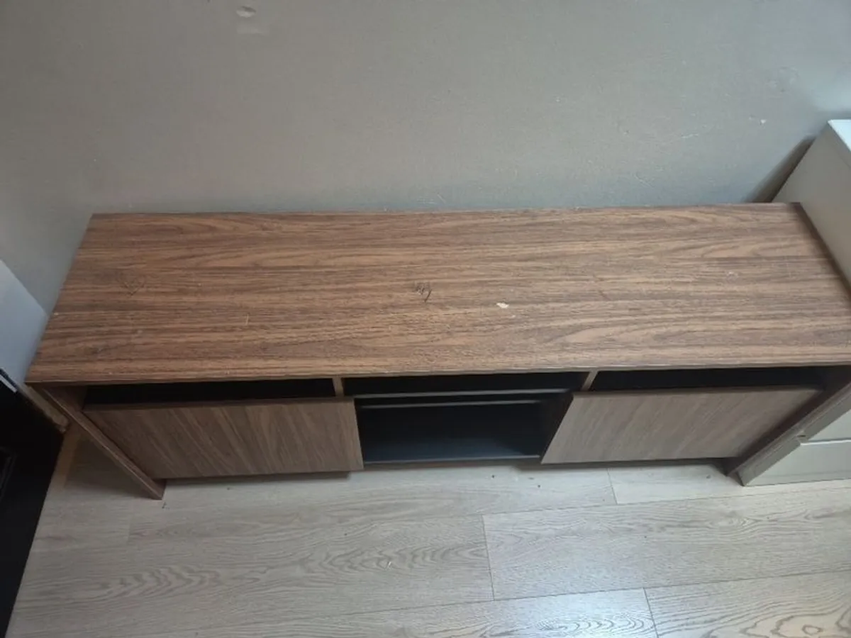 2 Door TV Unit - Black & Walnut Effect - Image 1
