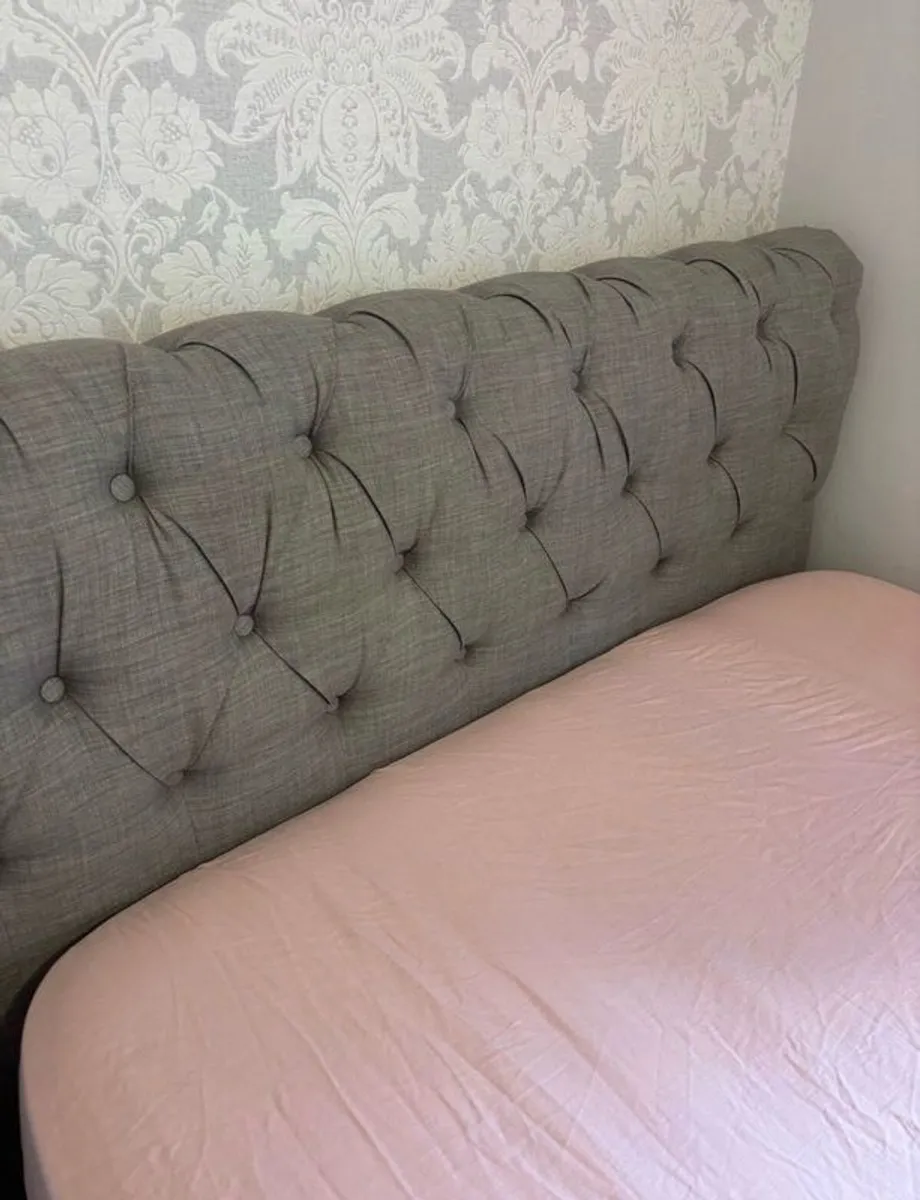 Grey Double Upholstered Chesterfield Bed Frame (FRAME ONLY) - Image 2