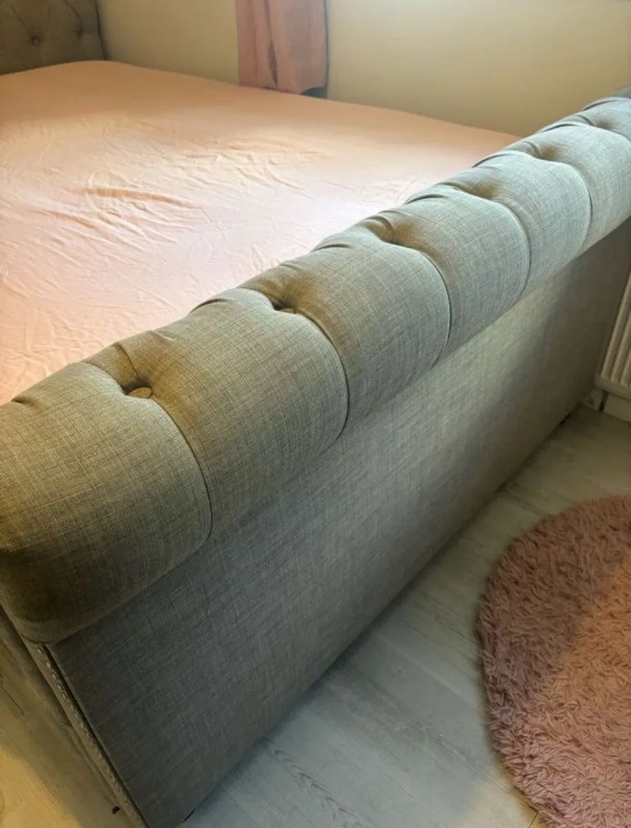 Grey Double Upholstered Chesterfield Bed Frame (FRAME ONLY) - Image 3