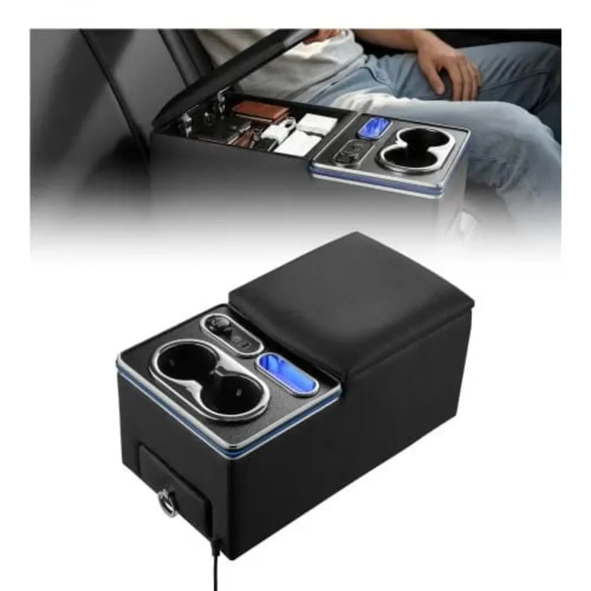 Universal Rear Bench Seat Center Console with 7-Co - Image 1
