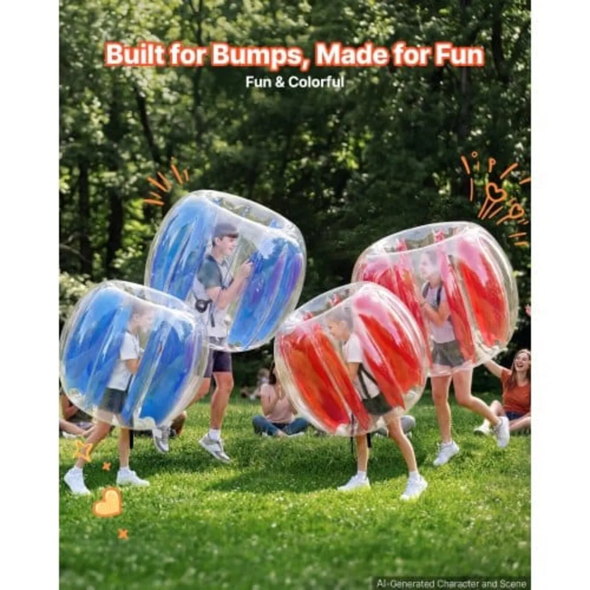 4 Pack Inflatable Bumper Balls 0.9m+1.2m Bubble Ki - Image 2