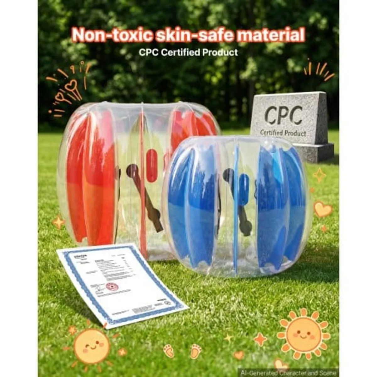 4 Pack Inflatable Bumper Balls 0.9m+1.2m Bubble Ki - Image 3