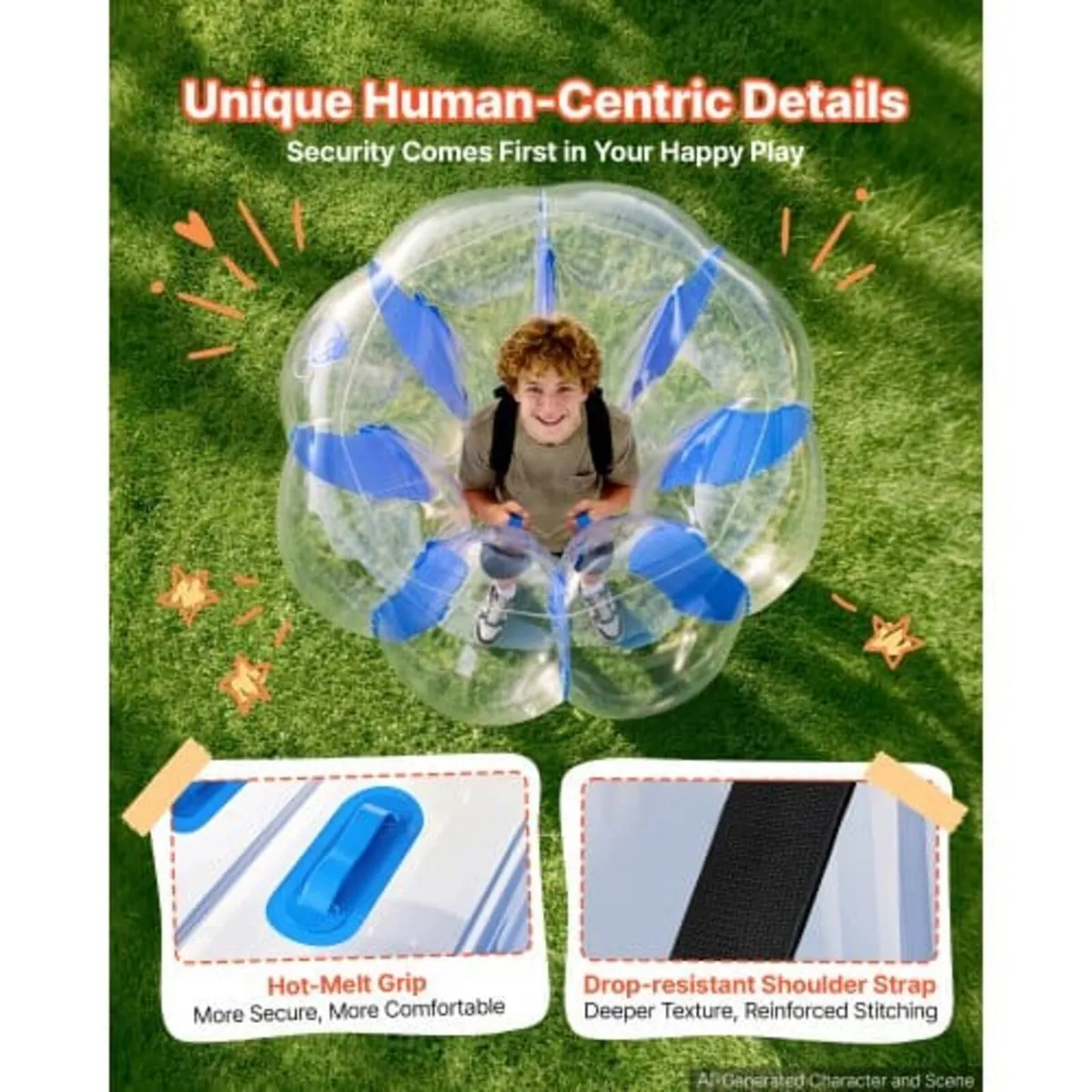 4 Pack Inflatable Bumper Balls 0.9m+1.2m Bubble Ki - Image 4