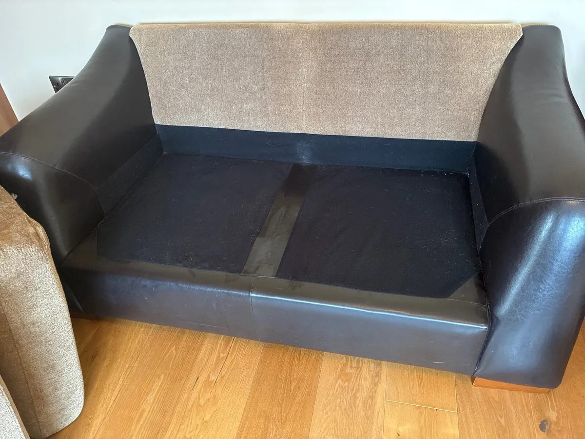 2-seater leather/fabric sofa - Image 3