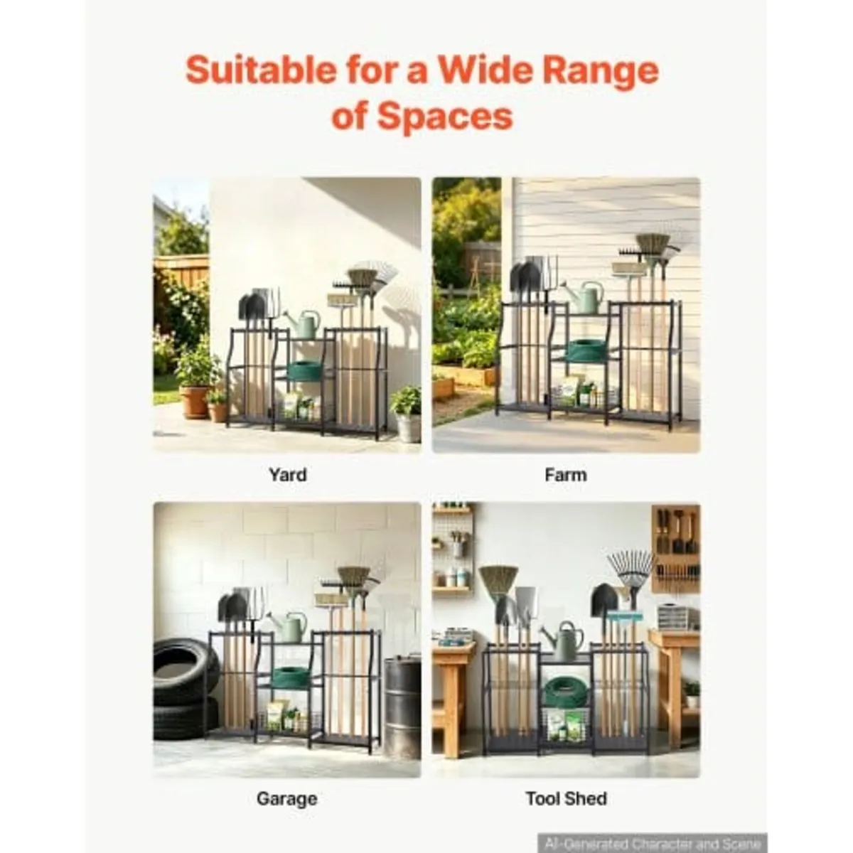 Garden Tool Organizer, 3-Tier High-Capacity Metal - Image 4