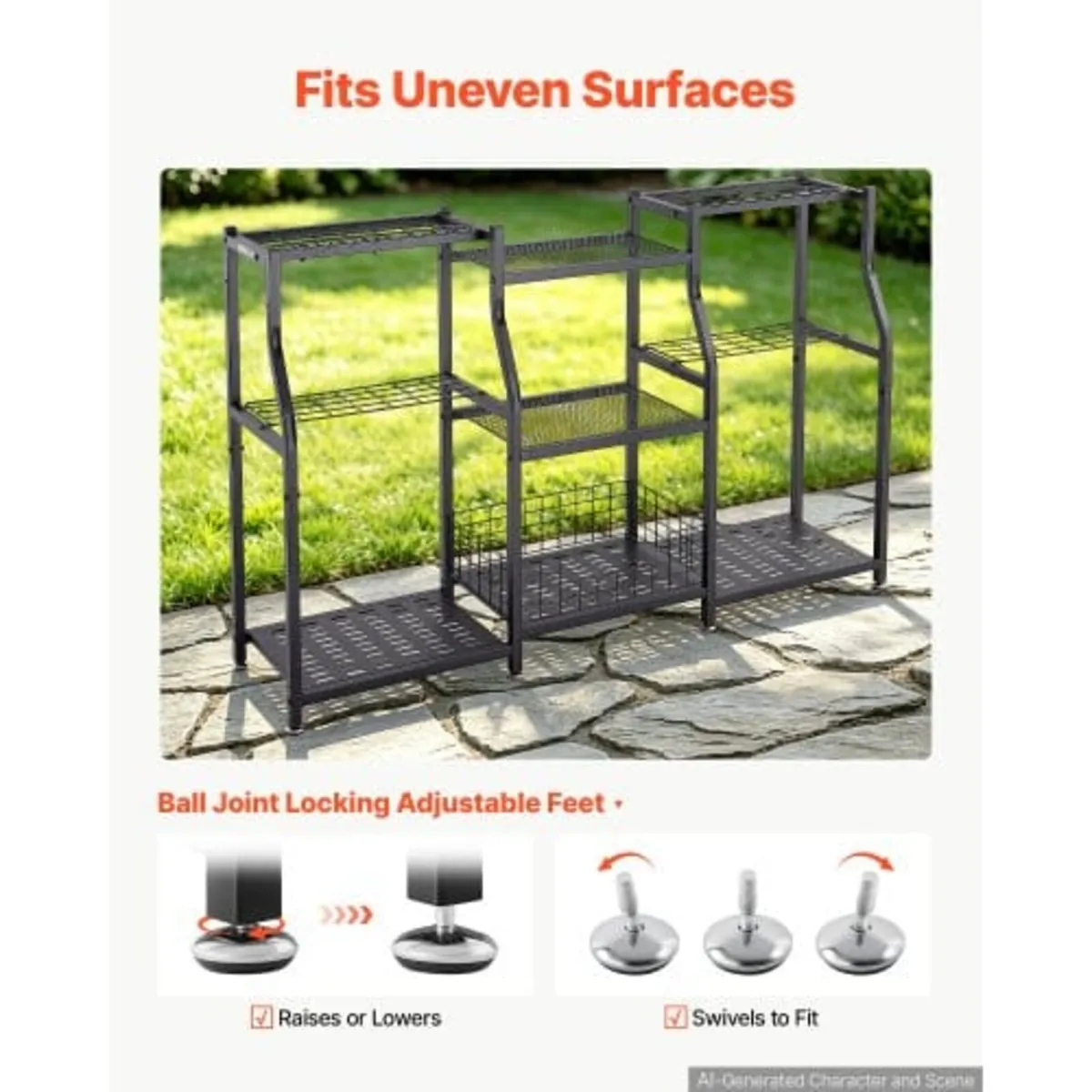 Garden Tool Organizer, 3-Tier High-Capacity Metal - Image 2