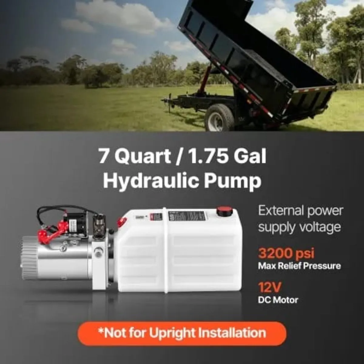 7L Hydraulic Pump, Single Acting Dump Trailer Pump - Image 4
