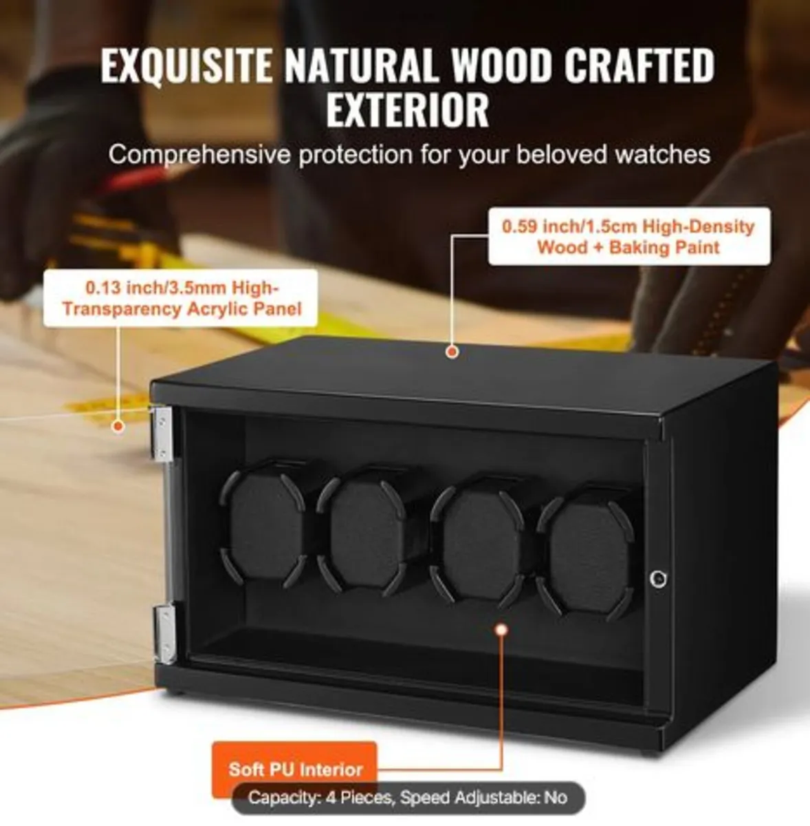 Watch Winder, Watch Winder for 4 Men's and Women's - Image 4