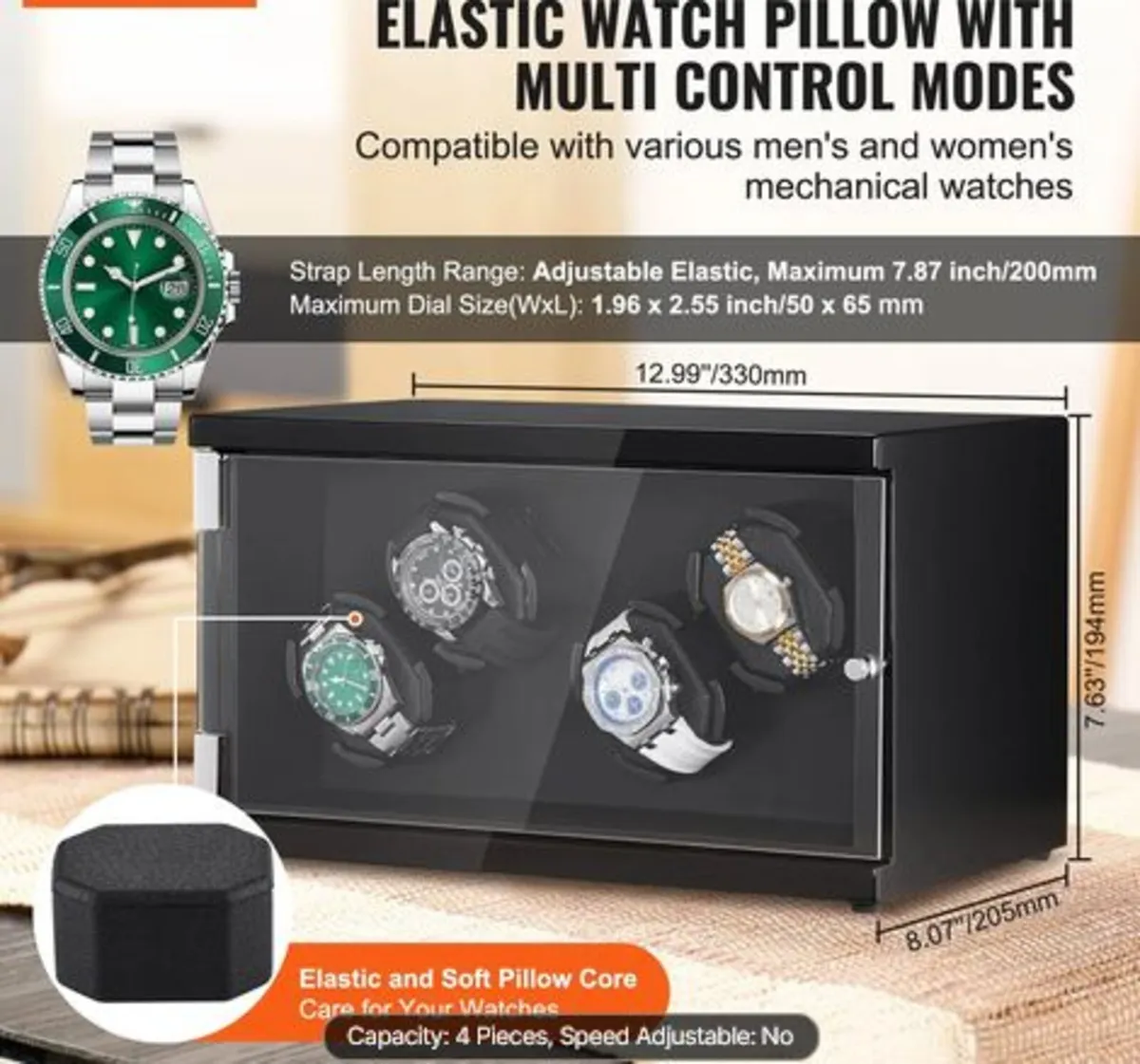 Watch Winder, Watch Winder for 4 Men's and Women's - Image 2