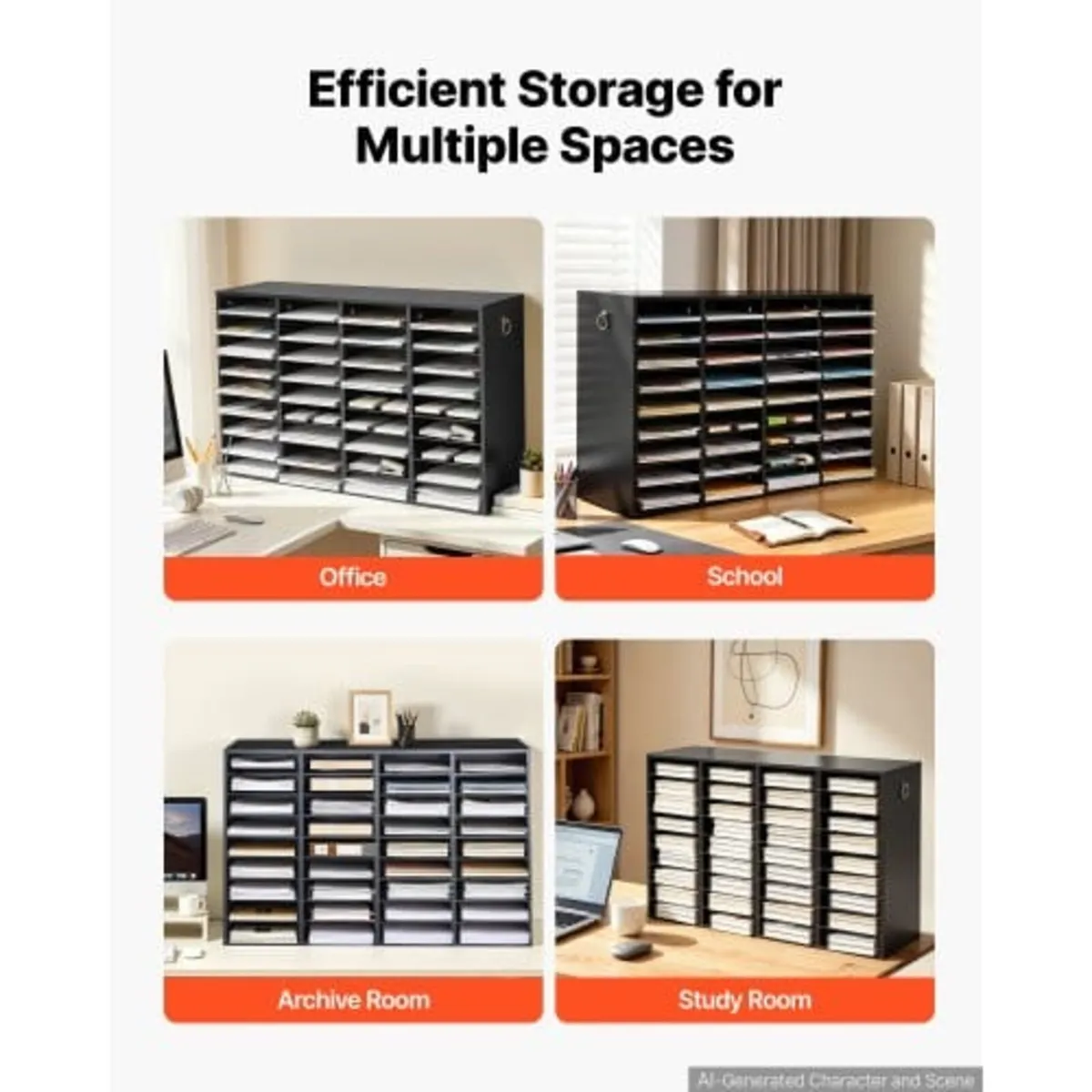 Wood Literature Organizer 36 Compartments Office M - Image 3