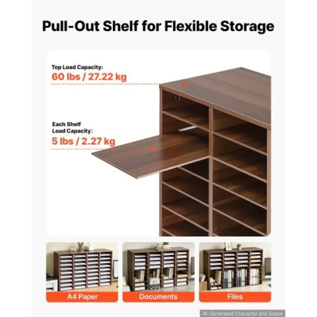Wood Literature Organizer 36 Compartments Office M - Image 4