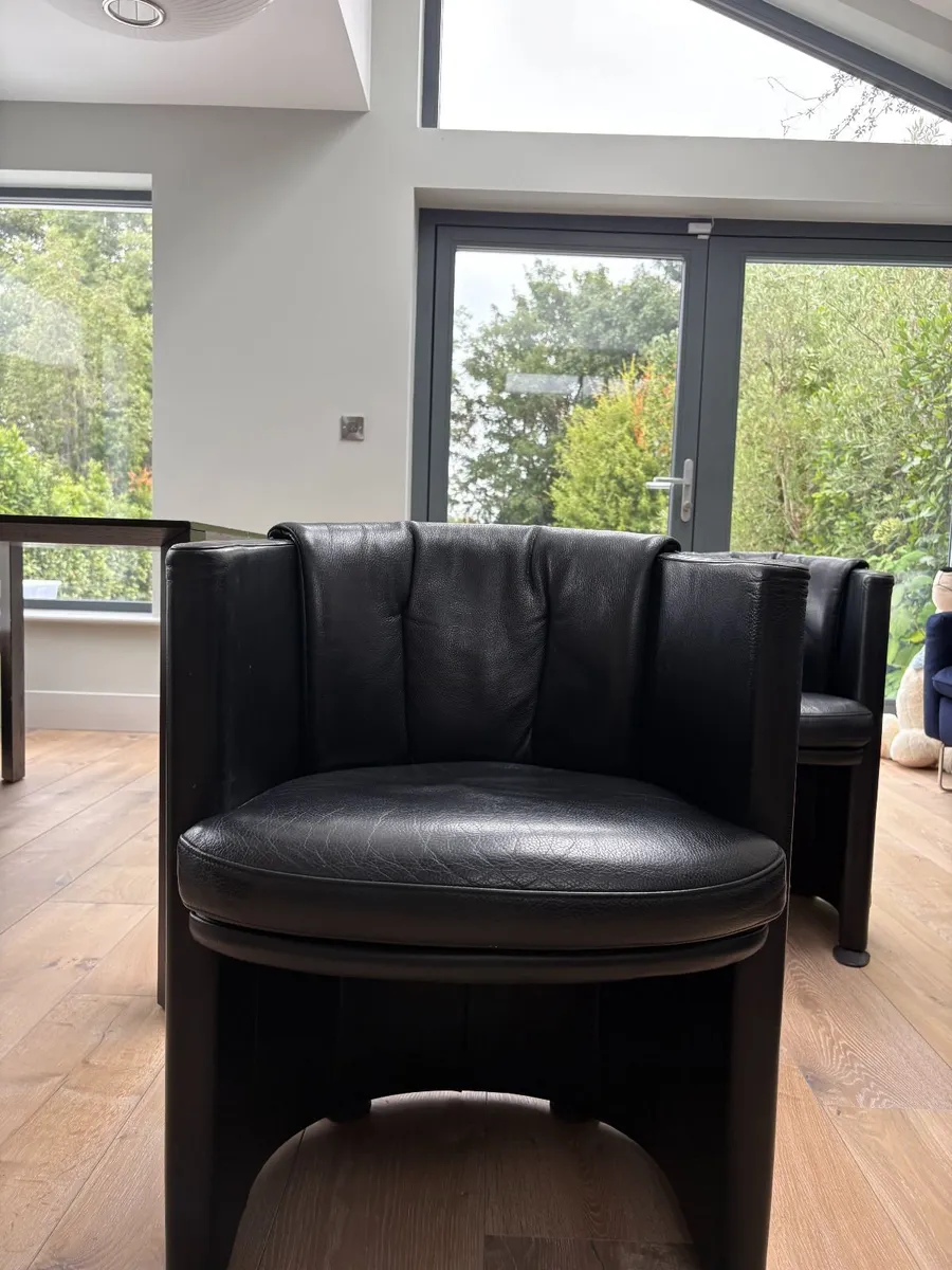 Rolf Benz Black Leather Dining Chairs (Set of 3) - Image 3