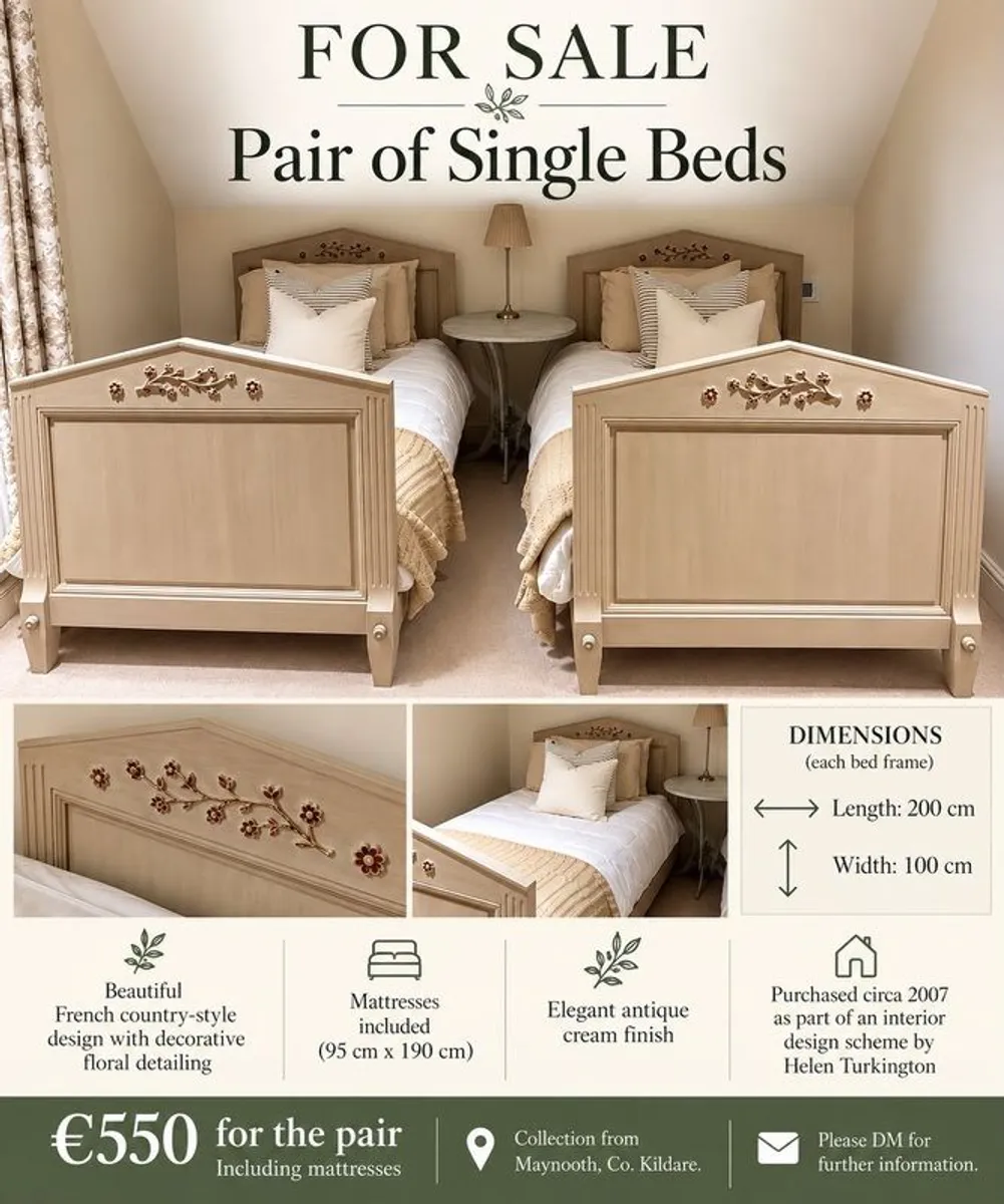Pair of French country- style beds