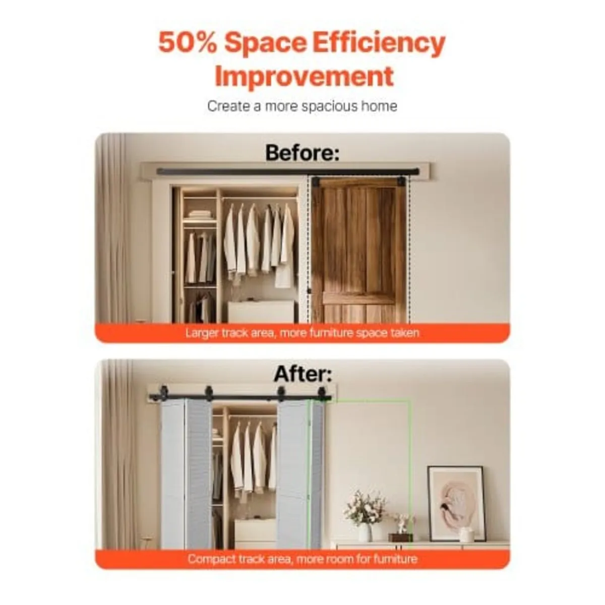 Bi-Folding Sliding Barn Door Hardware Track Kit, 7 - Image 2